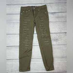 Star Ride Girls Olive Distressed Skinny Jeans Size 6